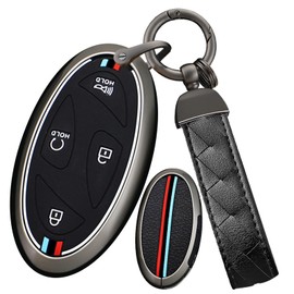 Ysbxitu 5/7 Buttons Metal Remote Key Fob Cover with Key Fob Suitable for Hyundai Ioniq 6 Azera Grandeur GN7 Kona EV 2023 2024, black, M