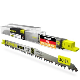 KIRNER Reciprocating Saw Blades Greenwood & Branches 240 mm [Extremely Sharp & Durable] Pack of 10 Saw Blades Reciprocating Saw Blades for Gardening - Reciprocating Saw Blades with Universal