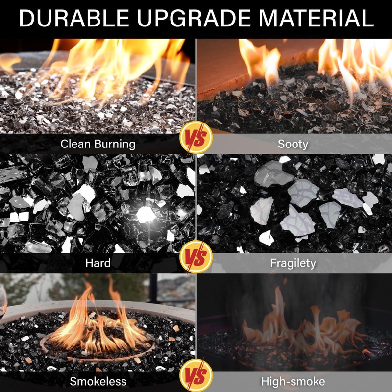 NUPICK 10 Pound Fire Glass, 1/2 Inch Reflective Fire Glass,