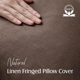 Foindtower Set of 2 Decorative Linen Fringe Lumbar Throw Pillow Covers Farmhouse Cushion Cover with Tassels Soft Accent Pillowcase for Couch Sofa Bed Living Room Home Decor,12×20 Inch,Reddish Brown