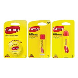 Carmex, Tripack Bálsamo Labial Cassic (Tarro, Barra, Tubo), para Labios secos y Agrietados, Protege y Suaviza, 2 pz