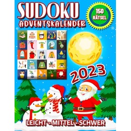 Sudoku Adventskalender 2023: Adventskalender Puzzlebuch. Leicht bis Schwer in Großer Schrift mit Lösungen. Weihnachtlicher Rätsel für Erwachsene. Weihnachten Geschenk.