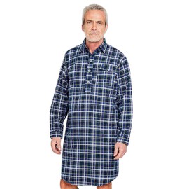 Champion Mens Brushed Cotton Canterbury Checked Nightshirt Sleepwear - Blue Check - M