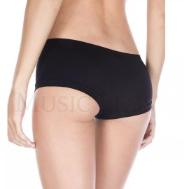 Music Legs Boyshort Panties Black Size M/L Rhinestone Heart