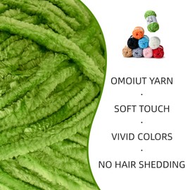 Plush Chenille Chunky Yarn - Fluffy Velvet Yarn Crochet for Blanket Knitting and Crocheting - Soft Baby Yarn for Crocheting - Amigurumi Crochet Yarn 100g (87yds) (Emerald Green)