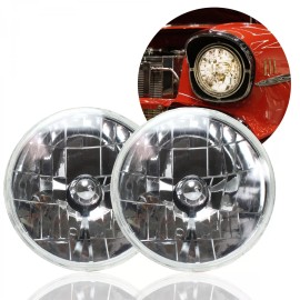 AutoLöc Power Accessories Snake Eye 7" Round Halogen Headlight Assembly Pair Glass Lens Car Truck Hot Rod
