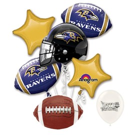 7 Piece BIrthday Balloons Ravens Party Bouquet