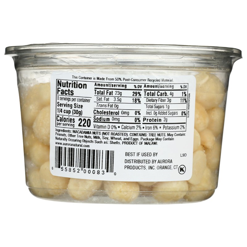 Aurora Products Macadamia Nuts, Raw, 8 oz