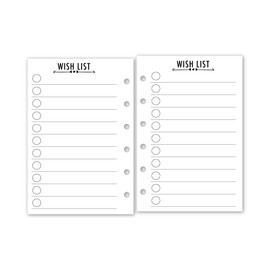 Pocket Wish List Planner Insert Refill, 3.2 x 4.7 inches, Pre-Punched for 6-Rings to Fit Filofax, LV PM, Moterm and Other Binders, Choose Quantity