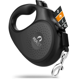ReaVET Retractable Dog Lead 5 m for Medium Dogs (M) I Ergonomic & Non-Slip Handle I Retractable Dog Lead Robust Extendable Lead with Brake Stop System I Lead Dog up to 25 kg