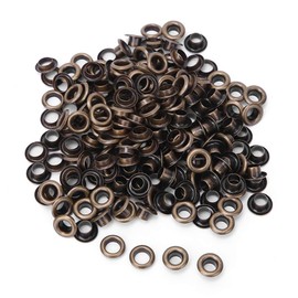 100Pcs Grommets Eyelets, Double Side Clothes Bag Leather Belt Decoration 5mm with 100Pcs Gasket 5MM for Shoe Clothes Leather Crafts Bags Tags[Bronze] Fasteners