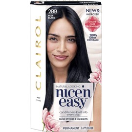 Clairol Nice'n Easy Permanent Hair Dye, 2BB Blue Black Hair Color, 3 Count