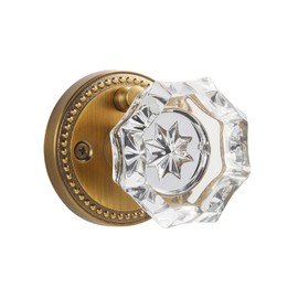 SORWDUERM Antique Brass Door Knobs Crystal Door Knob Interior Privacy Door Knob for Bedroom and Bathroom Glass Door Knob,Zinc Alloy 1 Pack