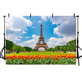 MEHOFOND 7x5ft Paris Tower Photography Backdrop French Landscape Flower Portrait Background Banner Home Decoration Painting Wallpaper Photo Studio Supplies