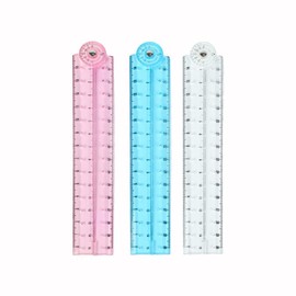 3 Pcs Folding Ruler Clear Ruler Soft Ruler for School Teacher Office Learning Supplies(Blue Red Transparent)