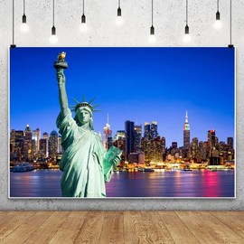 Xiaoterna 3 x 2 m Statue of Liberty Background New York City Landmark Night View Backdrop River Lights Skyscraper Photography Background Children Adults Portrait Photo Props