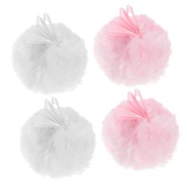 Fluffy Powder Applicator Set of 4 for Makeup Soft Dry Cosmetic Sponges for Foundation and Blush Portable Beauty Sponges for Women Fuzzy Ball Shape Random Style