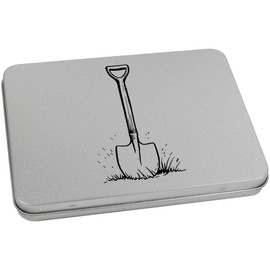 Azeeda 170mm 'Gardening Shovel' Metal Hinged Tin/Storage Box (TT00247871)