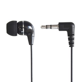 Dynamic Sealed In-Ear Monaural Single Ear (Left Only) Earphones 0.6m (Black) for TV and Radio 3.5mm Stereo Mini Plug L/L Shape FNT-EPS-1306M