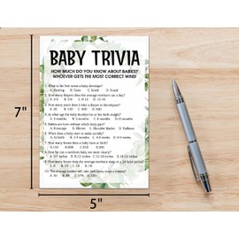 Huastatewolf Baby Shower Game Cards, Baby Trivia Game, Tropical Jungle Theme Party Cards for Gender Neutral Boys or Girls, Set of 30 Cards(Green002)