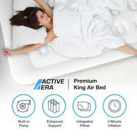 Active Era King Size Air Mattress with Built-in Pump Raised - Premium Elevated Inflatable Mattress Airbed with Raised Pillow - Puncture Resistant 19.5" Tall King Air Mattress with Waterproof Soft Top