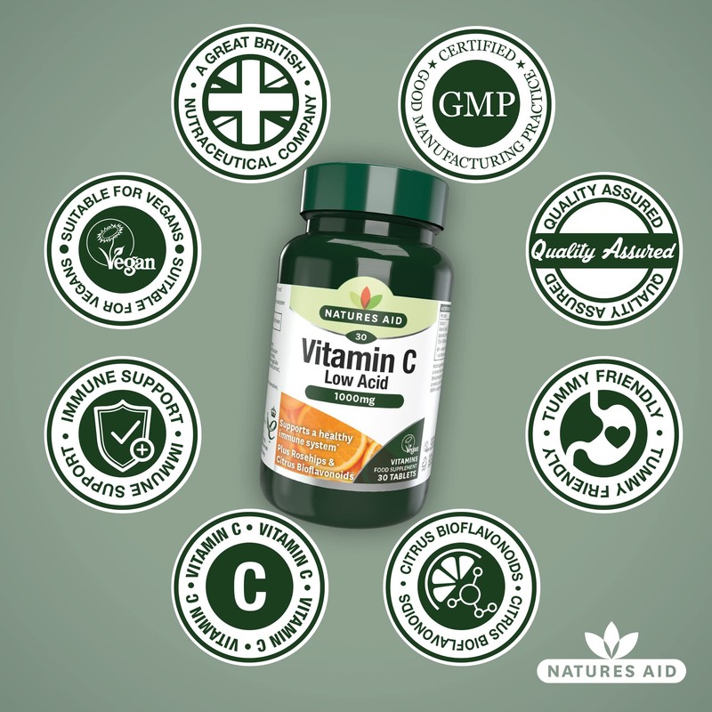 Natures Aid Vitamin C Low Acid with Rosehips and Citrus