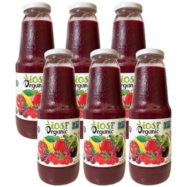 IOS Love Organic Juice - USDA Organic Certified - Cold Pressed, No Added Sugar, No Water, No Artificial Colors, No Preservatives, No Flavors Added, No Gluten - 33.8 Fl Oz (Red, Pack of 6)