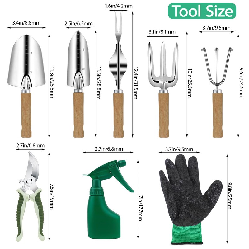 LeMotech Garden Tool Set,10 Pieces Heavy Duty Gardenting Tool Kit,