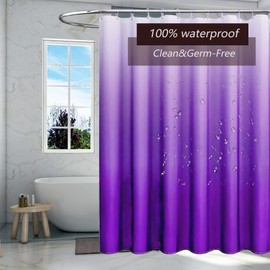 TIKABC Shower Curtain Liner, 4G PEVA Shower Liner, Plastic Waterproof Shower Curtains, with Grommet Holes and 3 Magnetic Weights(Gradient Purple)