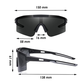 Gafas de Sol Deportivas Polarizadas para Hombres, Mujeres, Jóvenes, Conducción, Ciclismo, Pesca, Correr, Gafas de Sol con Cordón, Gafas de Protección 100% UV, Negro