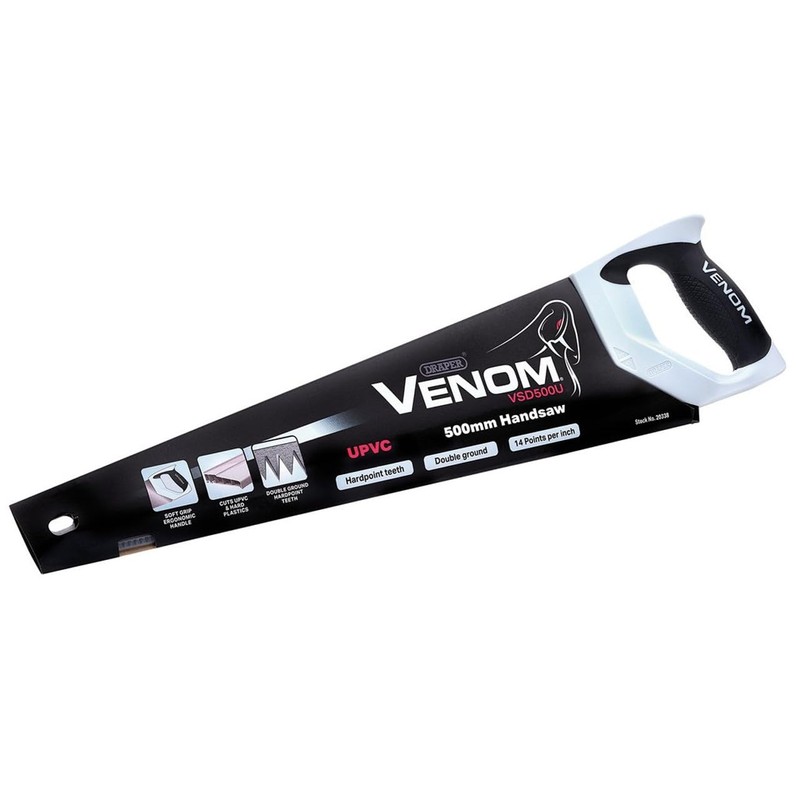 Draper Venom® UPVC Handsaw, 500mm, 13tpi/14ppi - 20338 - Double