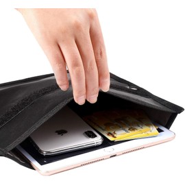 Upgraded Fireproof & Waterproof Faraday Pouch Bag, Large Faraday Pouch for Car Keys 9.8"X11", Car Key Signal Blocker Pouch for Tablets, Phones, Key Fob (Black)