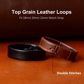 WOCCI 22mm Leather Watch Band Keeper, Holder Loop, Retainer Rings for Watch Strap (Black)