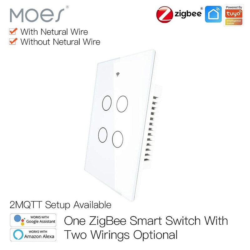 MOES ZigBee Smart Touch Wall Light Switch,Requires Tuya ZigBee Hub,No