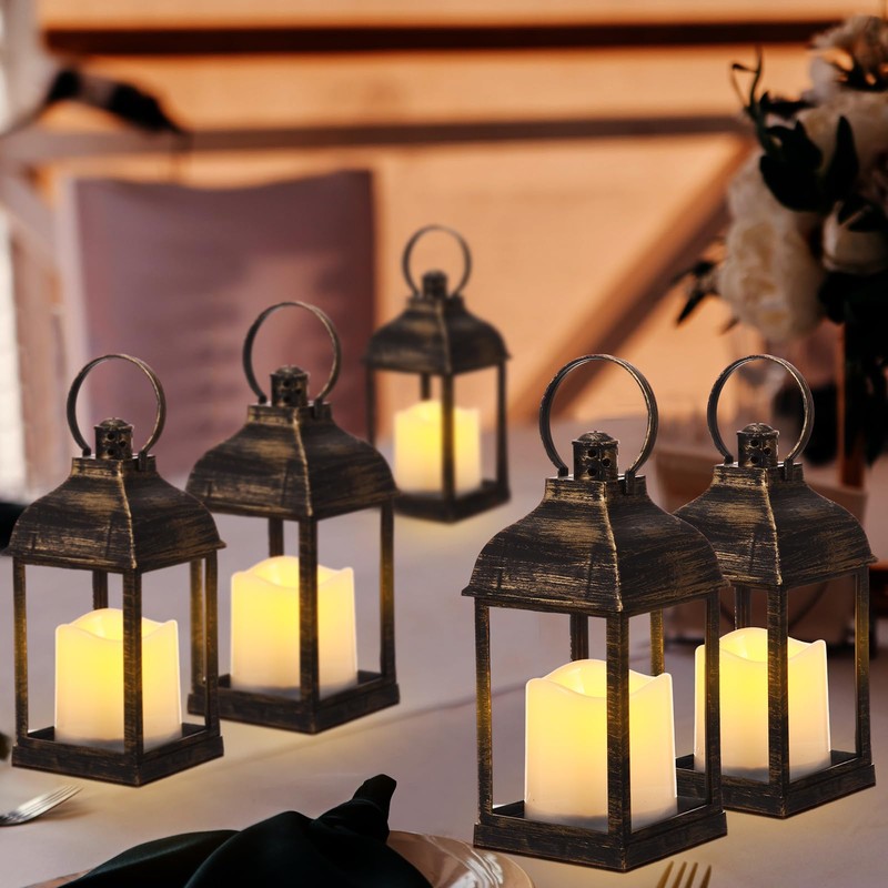Kittmip 8 Pcs 10 Inch Bronze Decorative Candle Lantern Bulk