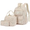 Lrenagao 3Pcs Corduroy School Backpack for Girls, Kids Large Capacity