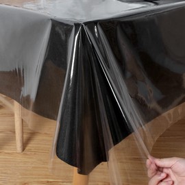 Obstal Clear Plastic Tablecloth 54 x 54 Inch, 100% Waterproof Oil-Proof Spill-Proof Vinyl PVC Table Cloth, Wipeable Rectangle Tablecloth Protector for Dining Table, Outdoor and Indoor Uses, Clear