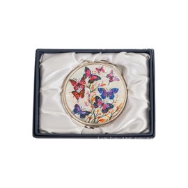 February Mountain Mother of Pearl Compact Mirror – Dual Magnification Gift for Women, Mom, Sister – Birthday or Christmas Idea (1, Butterfly Waltz)
