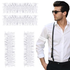 White Garter, Roaring 20s Armband, Sleeve Holders, Prom Accessory, Adjustable Arm Bands for Men, 1920s Decor