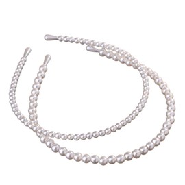 Aoxmas 2 Pack Pearl Headbands for Women – Simple Design Hair Accessories for Wedding, Party, Bridal, Birthday Gift