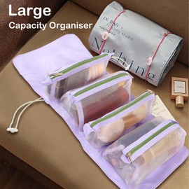 BunnyCare Travel Makeup Bag, Makeup Bag Organizer Toiletries Bag For Travel Size, Large Capacity Cosmetic Bags For Women, For Girls Traveling With Divider, Detachable For Easy Carrying (white)