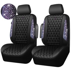 CAR PASS Bling Diamond Beige Leather Car Seat Covers Full Sets Interior Set, Waterproof Shining Glitter Sparkly Crystal Universal Armrest Fit for Automotive Truck SUV Cute Women Girl, Beige Rhinestone