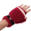USB Heated Gloves Half Fingerless Flip Burgundy Double Sided Knit
