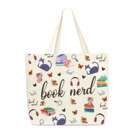 Zcsni Books Tote Bags, Book Nerd Themed Shopping Bag For Women, Bookish Gifts For Friends Colleagues Book Lovers Read Lovers Book Nerd, Cute Canvas Shoulder Bag For Library Book Store Read Room -A15