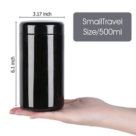 NUVOIS 1 Pack 500ml Black Airtight Wide Mouth Ultraviolet Glass Jar,Reusable 500g Food Glass Bottle for Craft, Wax, Cosmetics, Coffee,oil Storage