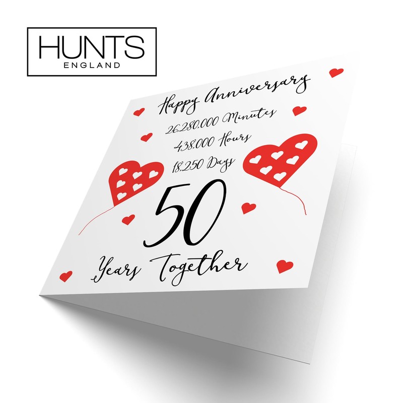 Hunts England - 50th Wedding Anniversary Card - 50 Years