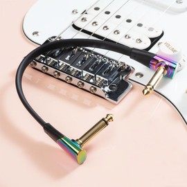 IVU CREATOR Flat Patch Cables for Guitar Effect Pedal 6 Inch Save Space Clear Sound 1/4" TS Right Angle 4 Packs (Chameleon)