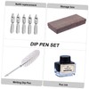 OHPHCALL Pen Dip Kit Natural Quills and Metal Handle Includes