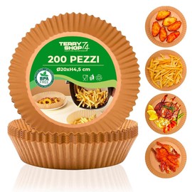 200 Units 16-20cm Round Air Fryer Baking Parchment Paper for Air Fryer, BPA-Free, Disposable, Oven Safe, 5 to 8 Litres (200, Round 20 x 24 x 4.5cm)