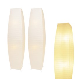 lianheng Paper Lamp Floor, Japanese Lamp with Rice Paper Lantern Shade, Minimalist Style Corner Floor Lamp for Bedroom, Office& Living Room(2 Pack)